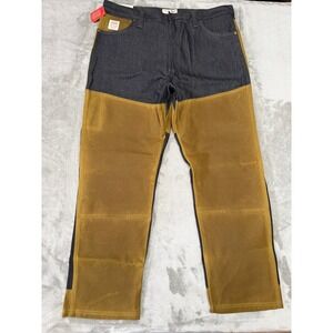 Filson x Wrangler Two-Tone Adventure Jeans Mens 40x32 Blue Denim Tan Relaxed NWT